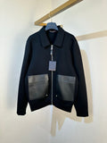 LV Black Knitted Leather Jacket