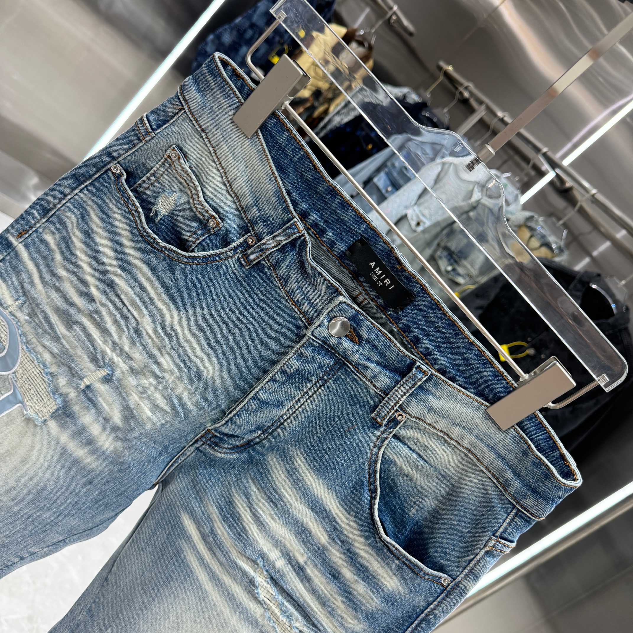 Amiri Embroidered Letter Denim Shorts