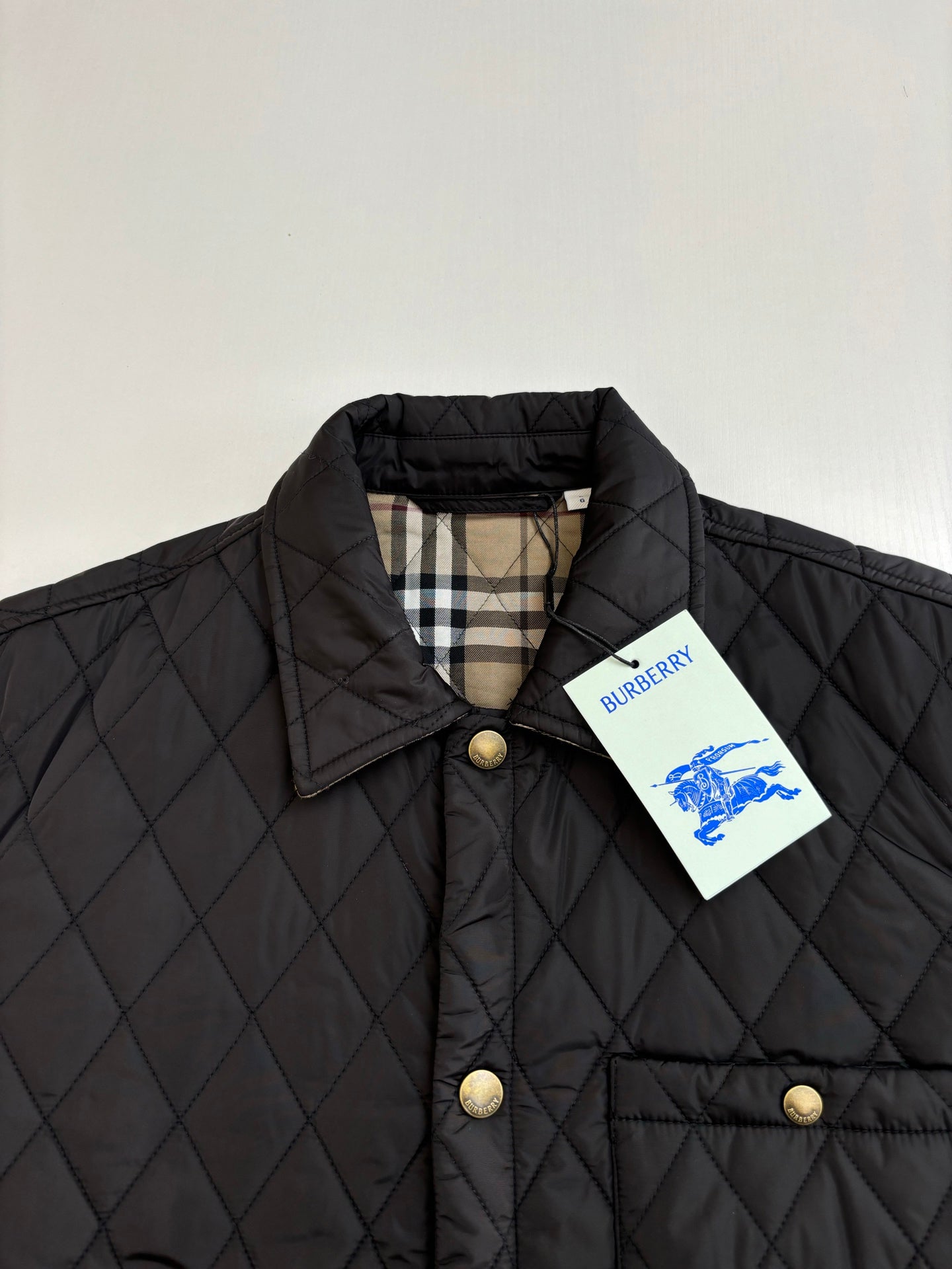 Burberry BB Quilted Nylon Brighton Shirt-Style Cotton Jacket