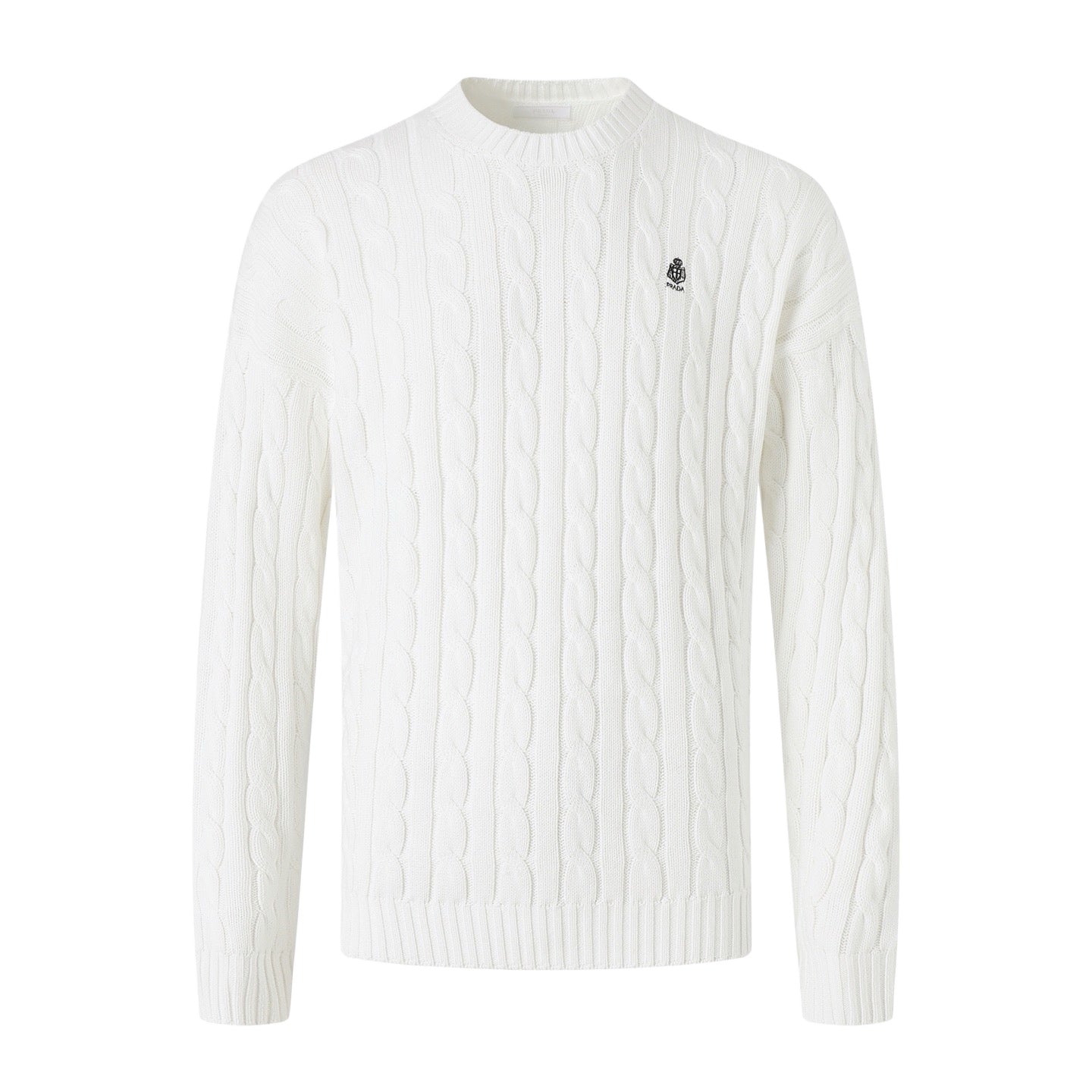 Prada Embroidered Cable Knit Sweater