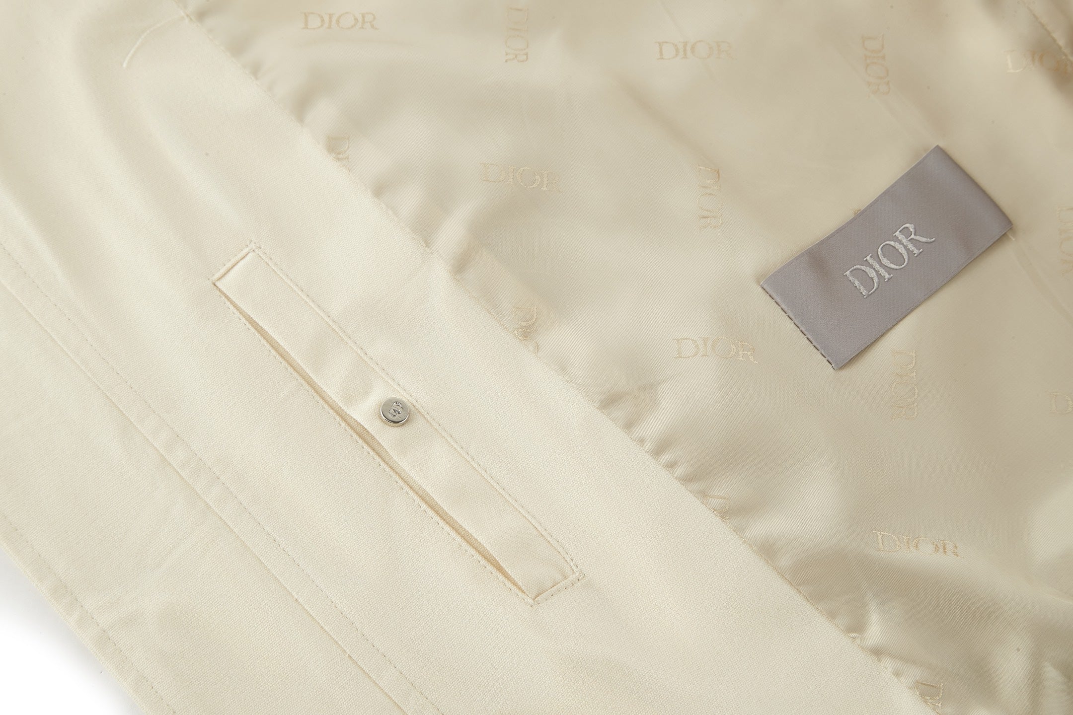 Dior Embriodered Baseball Jacket with Badge (Off-White)
