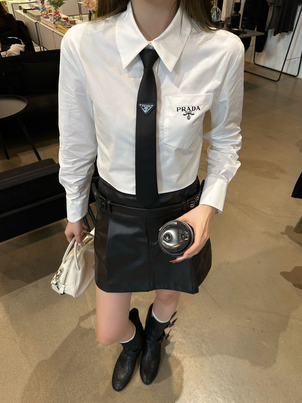 Prada Women's long sleeve shirt with Tie