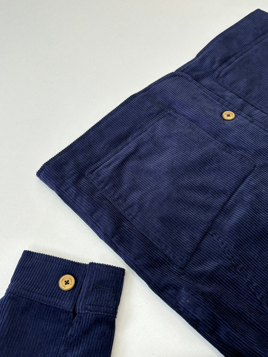 LV-neck corduroy monogram patchwork jacket