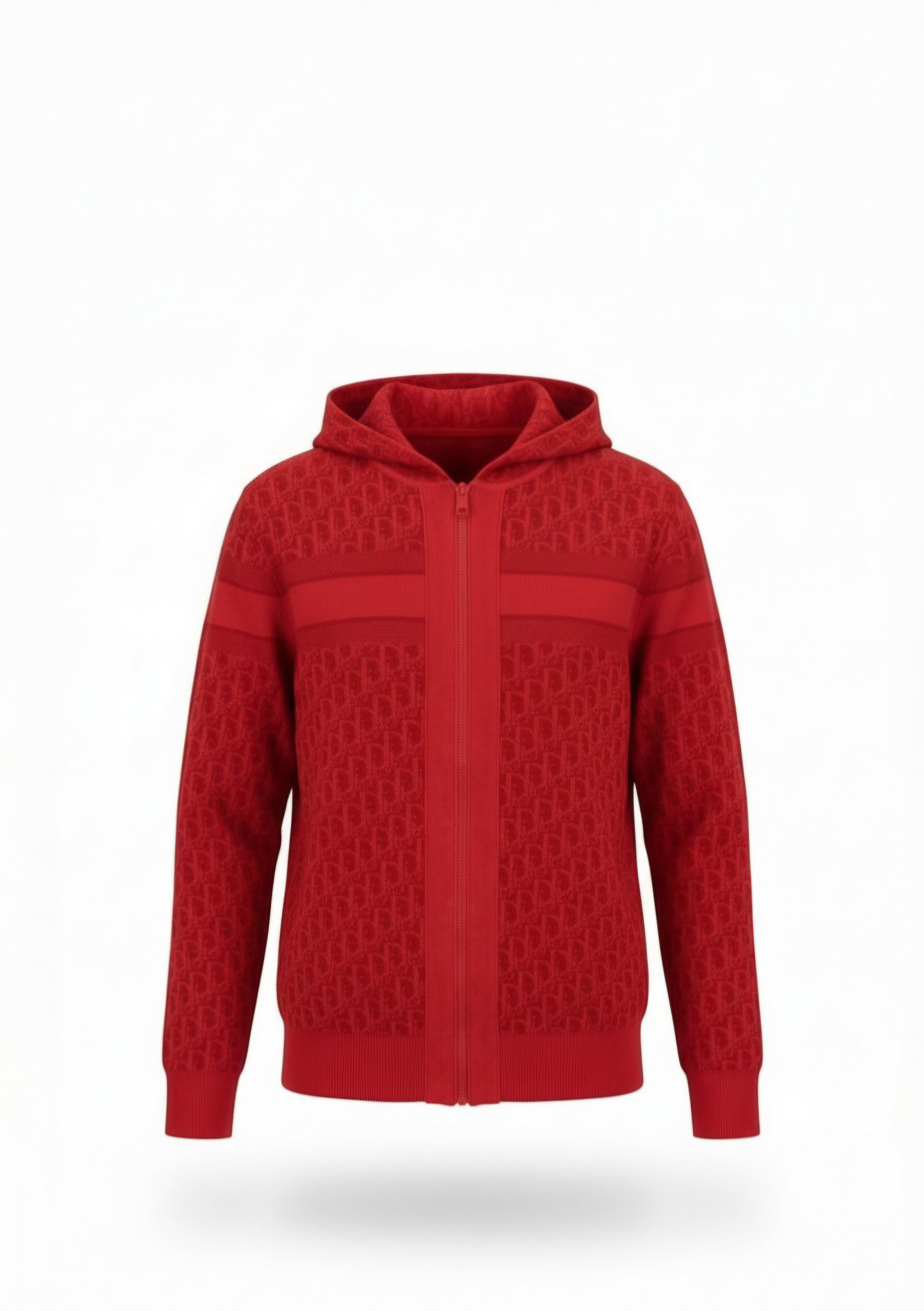 Red Reversible Christian Dior logo zip up hoodie Unisex