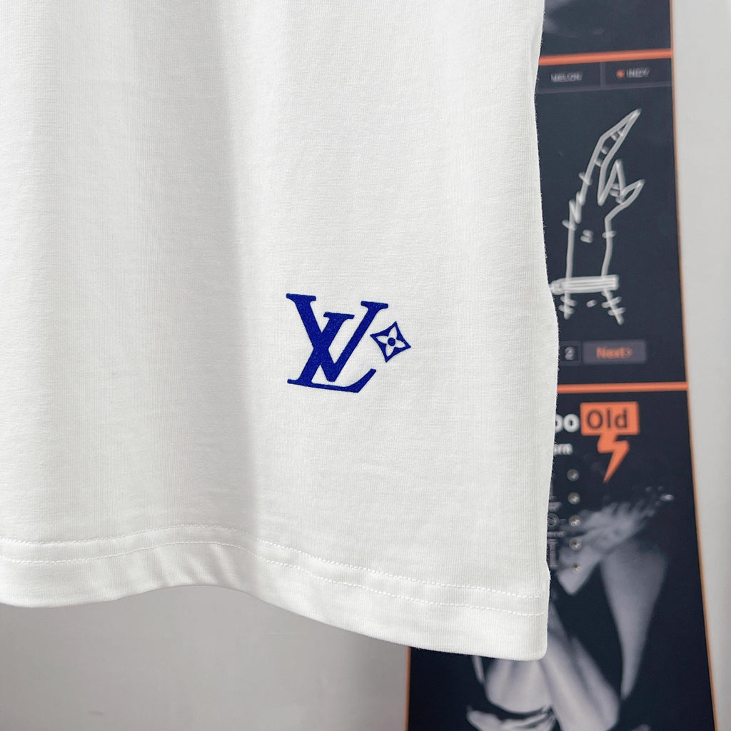 LV Earth flocked Print- Sleeve T-Shirt