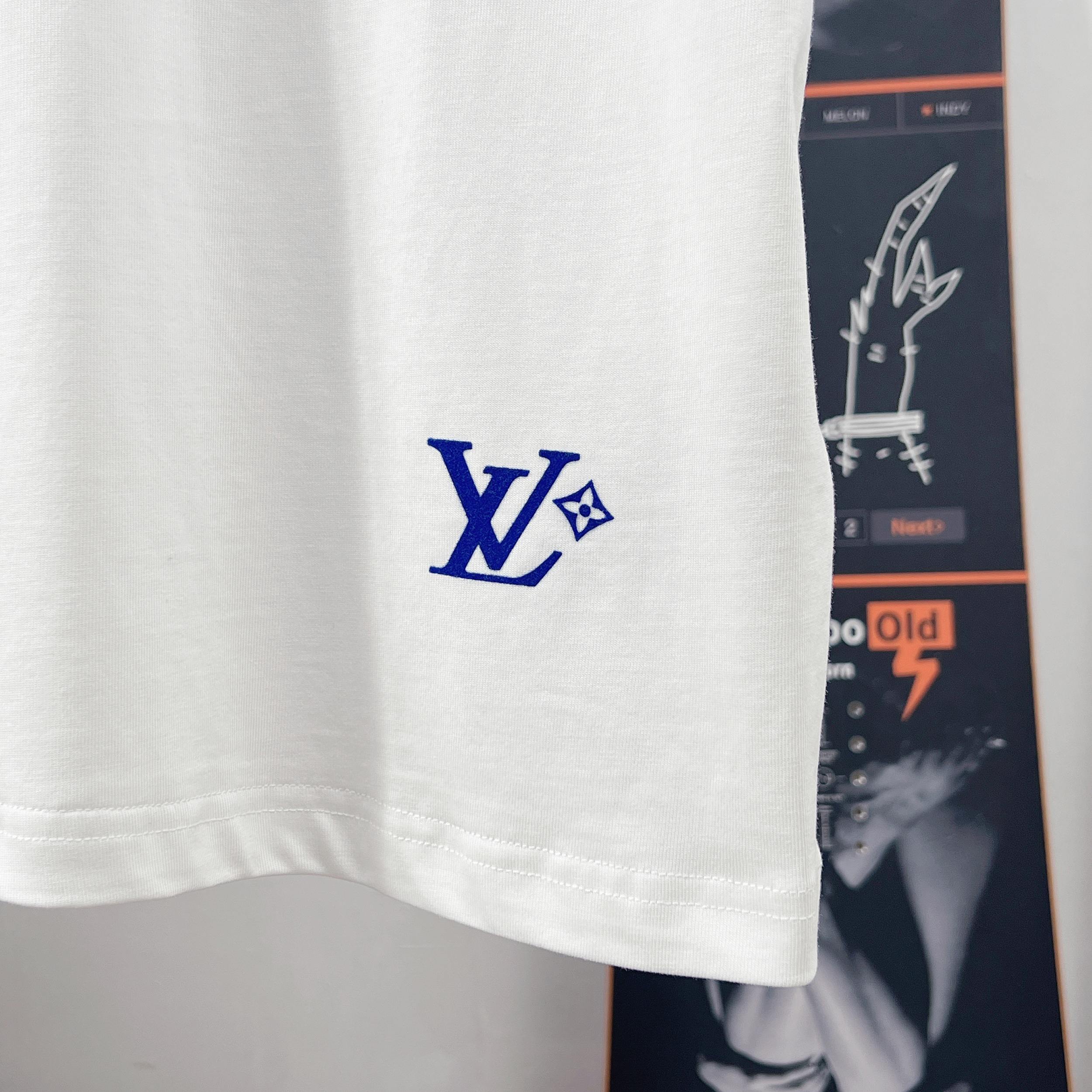 LV Earth flocked Print- Sleeve T-Shirt