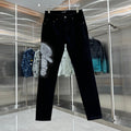 Amiri Slim Fit Stretch Jeans with Rhinestone Lettering