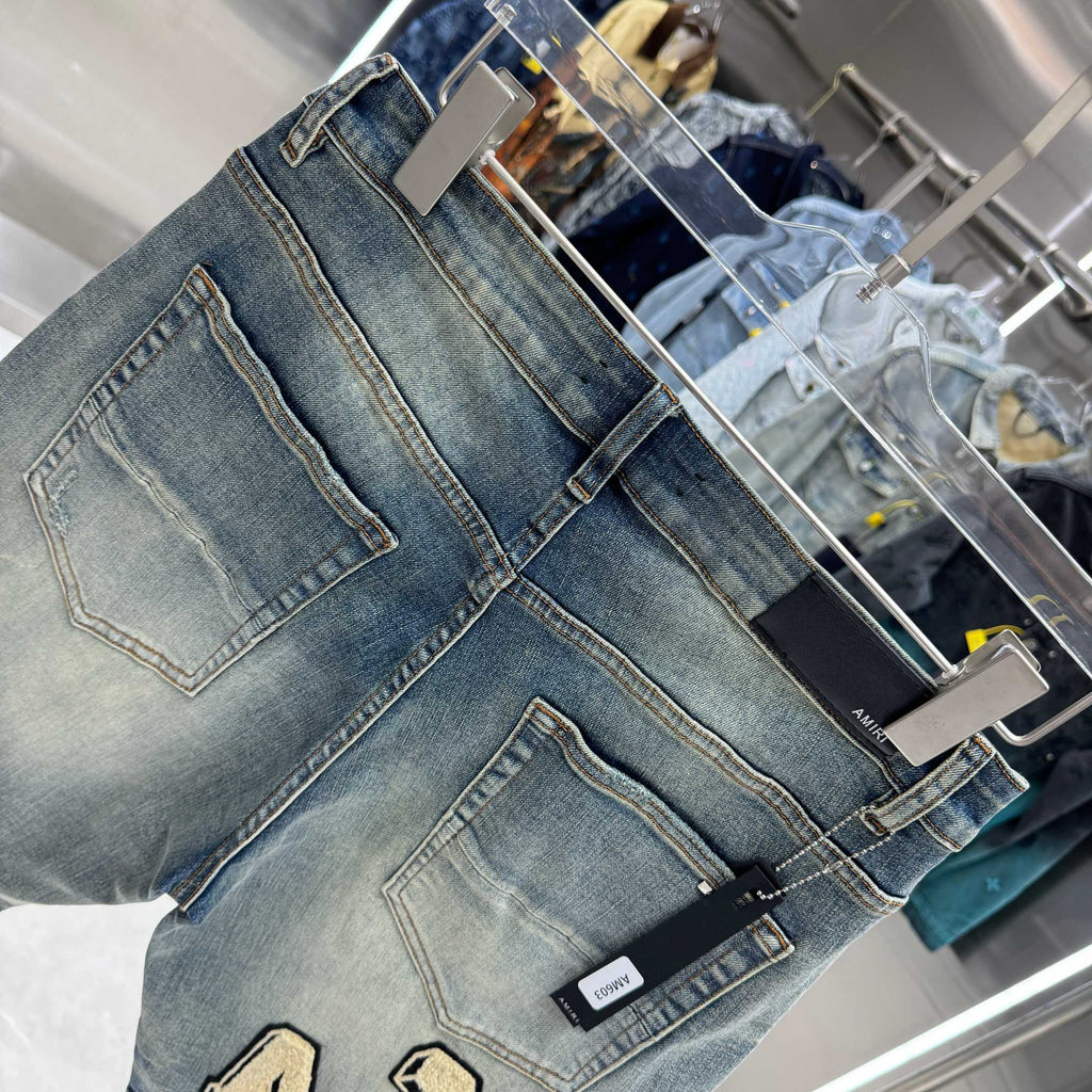 Amiri Embroidered Denim Shorts