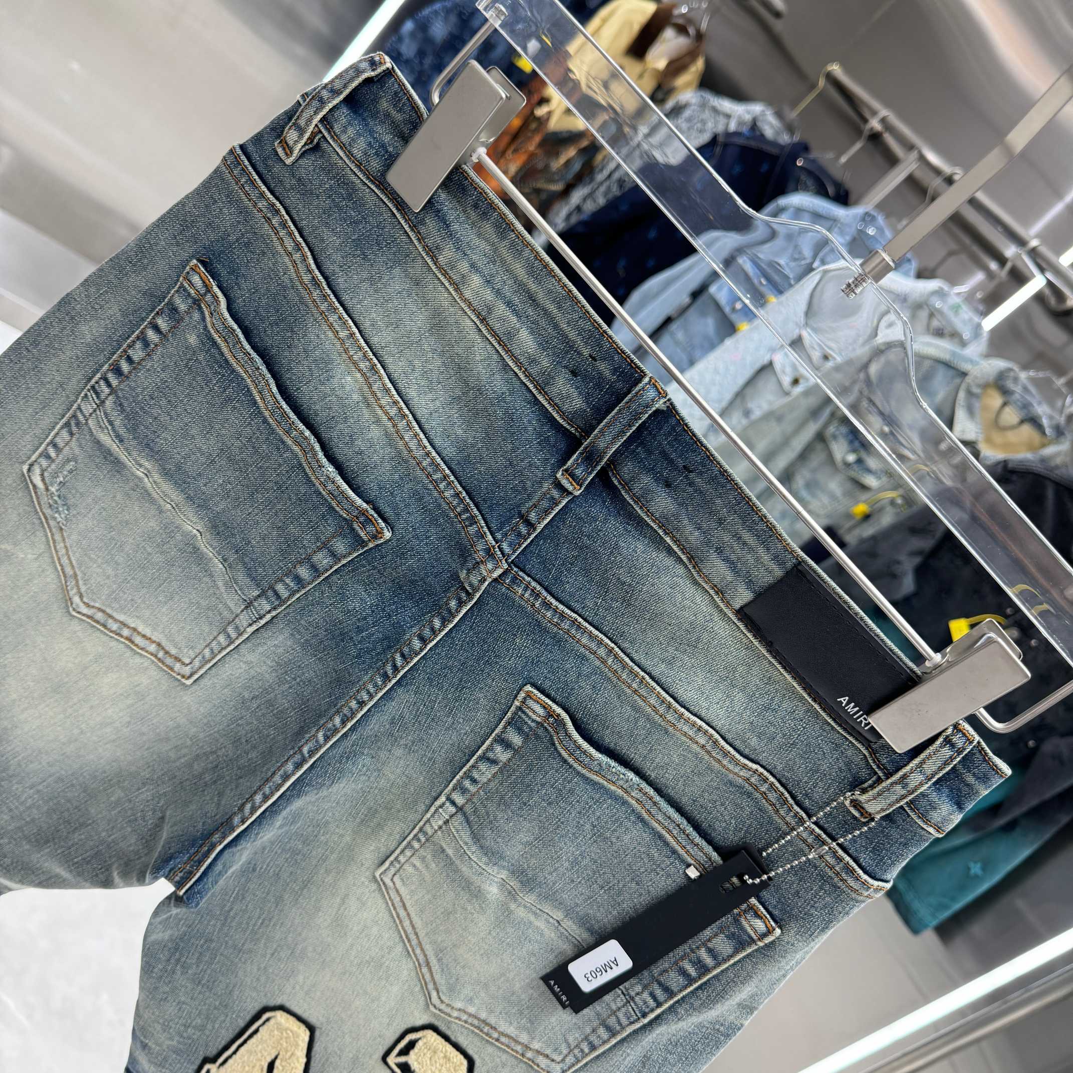 Amiri Embroidered Denim Shorts