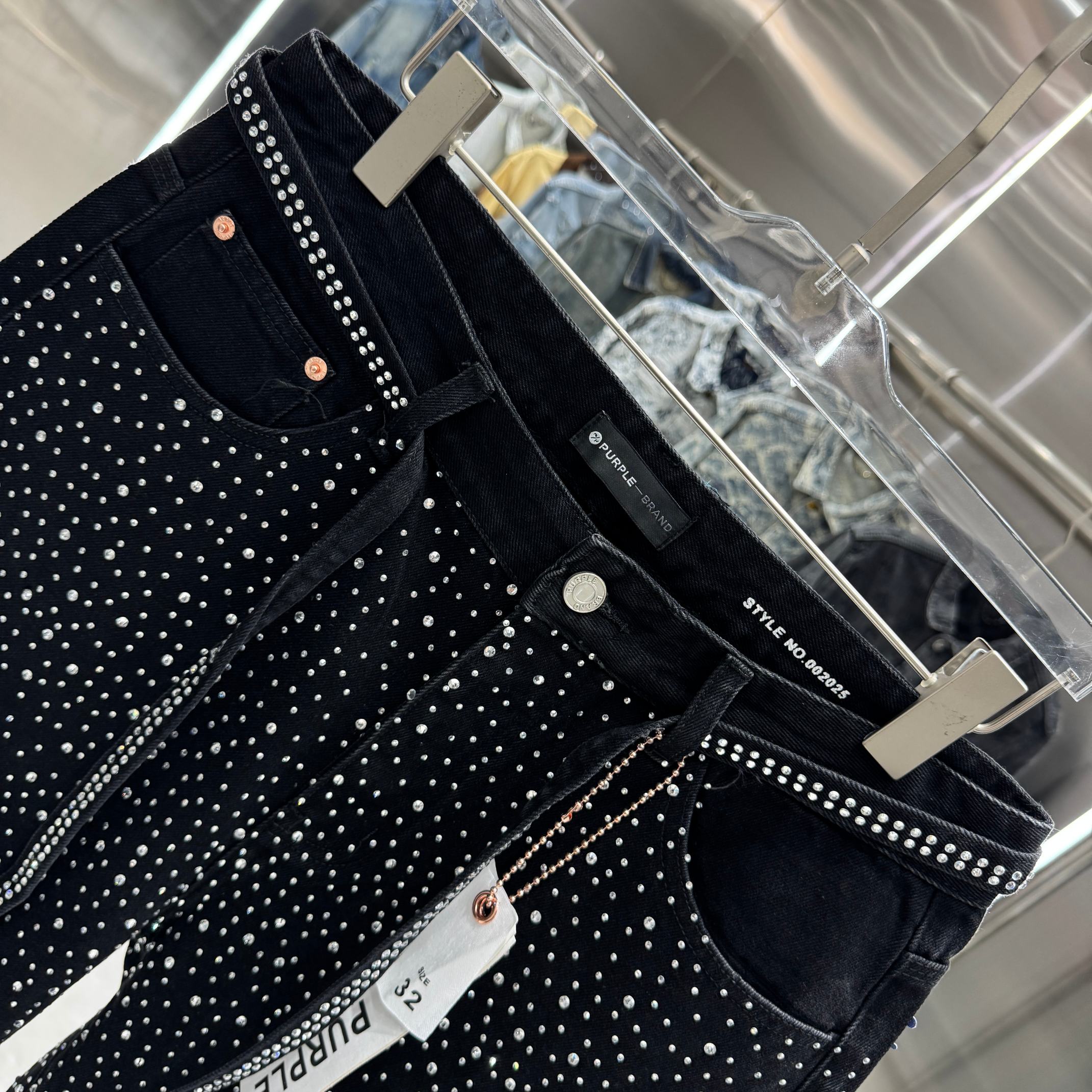 Purple Label Heavy Duty Rhinestone Denim Shorts