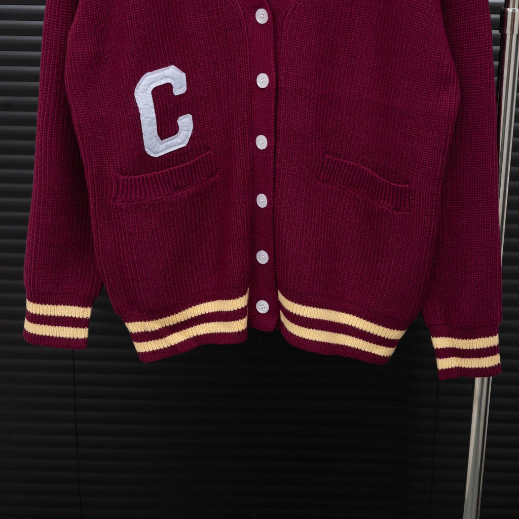 Celine Leather Logo Cardigan
