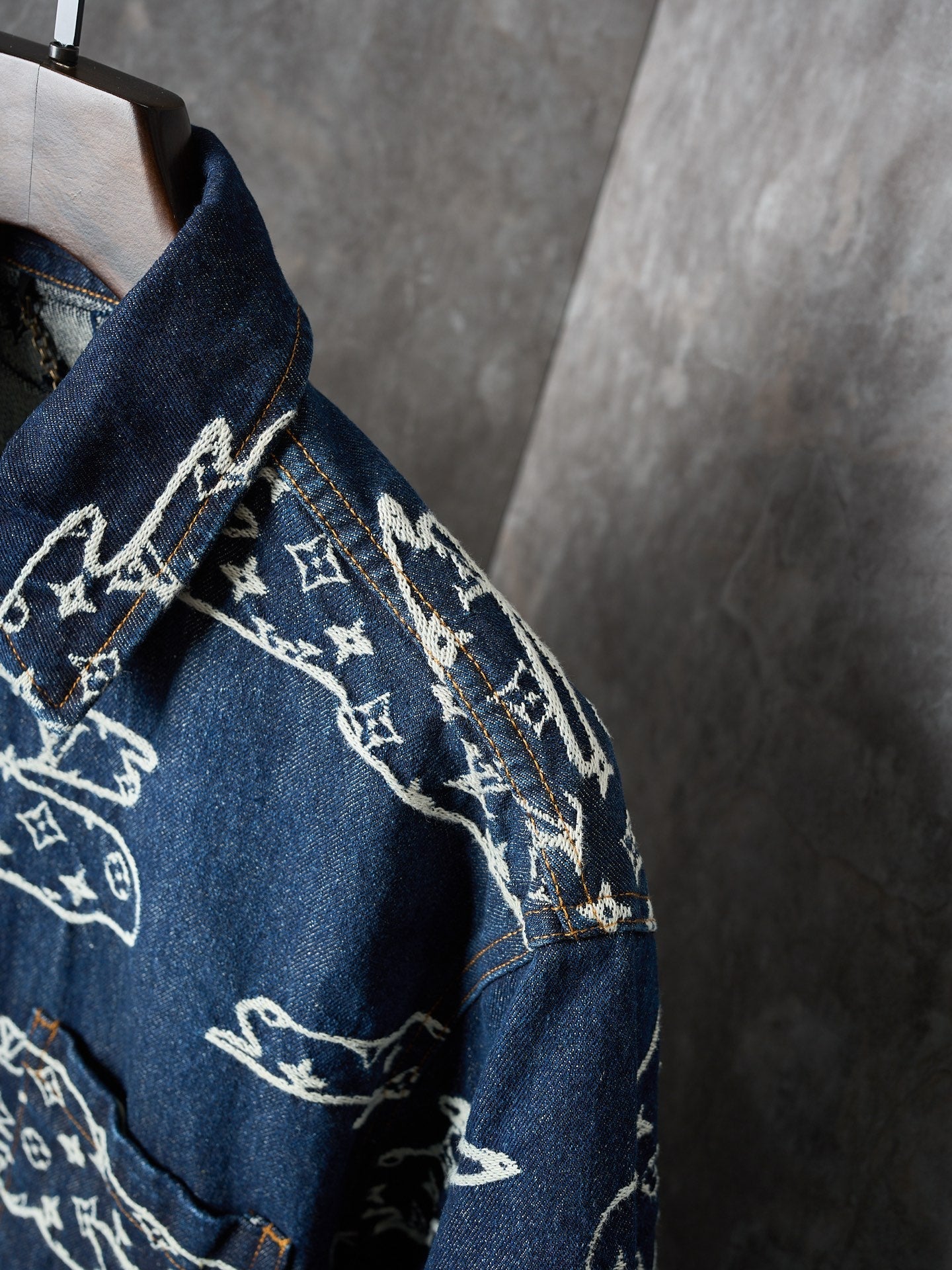 LV Cloud Jacquard Denim short sleeve shirt