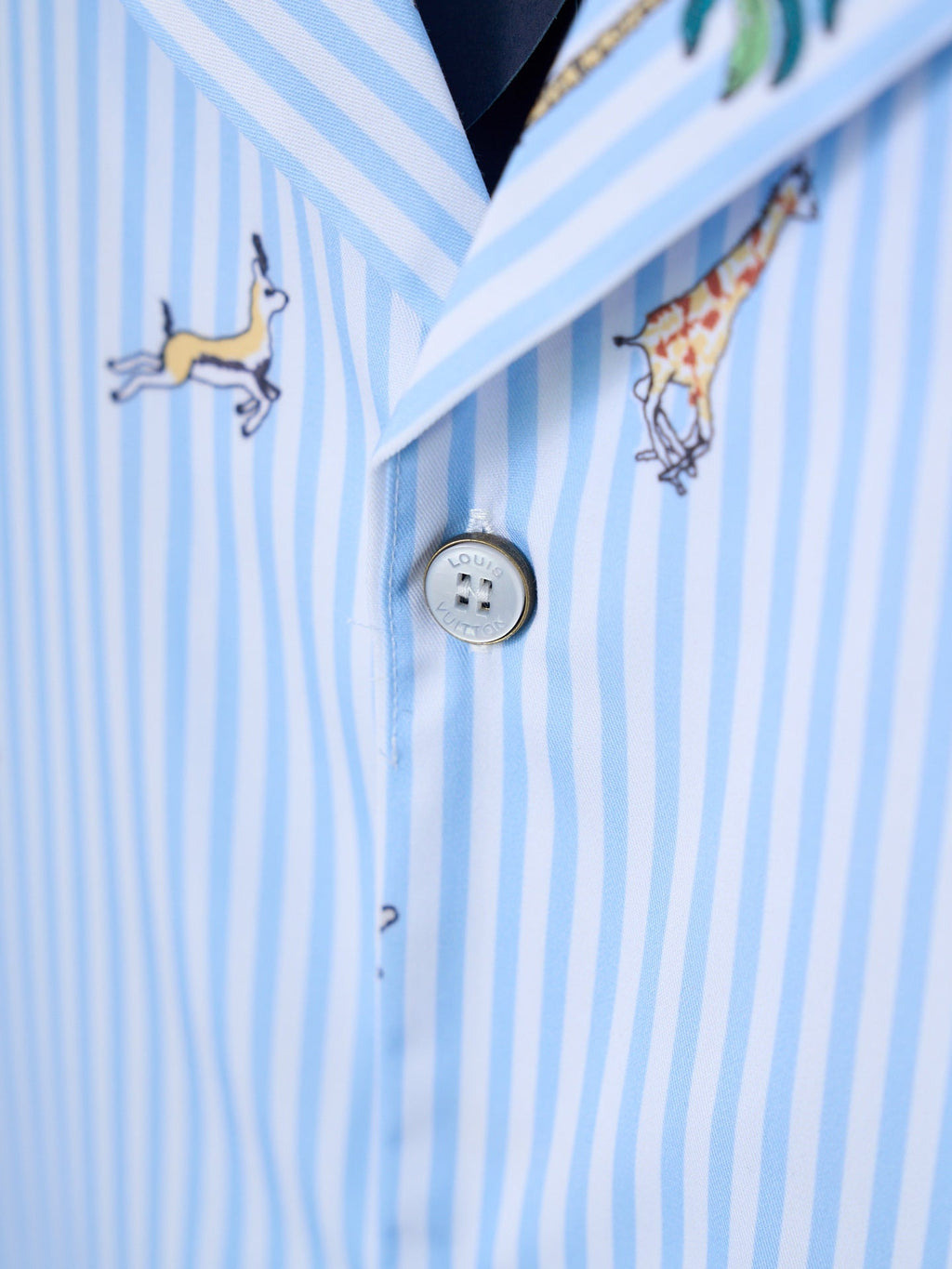LV All-over Embroidered Striped Short-Sleeve Shirt
