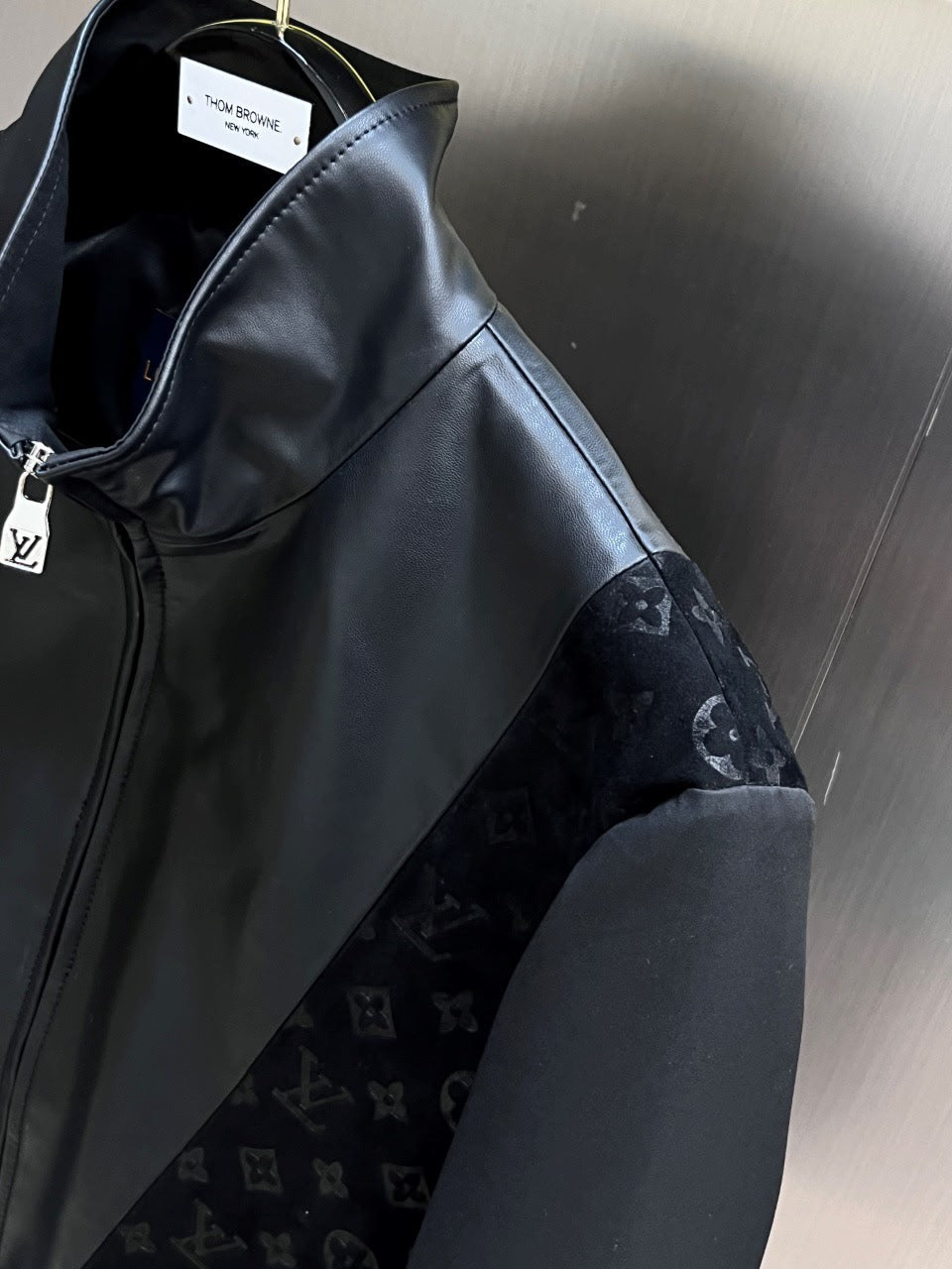 LV Decal Patckwork Leather Jacket