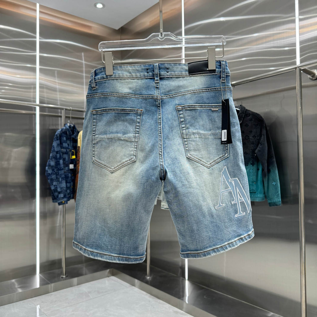 Amiri Embroidered Letter Denim Shorts