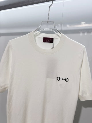Gucci Crew Neck Embroidered Knit T-Shirt