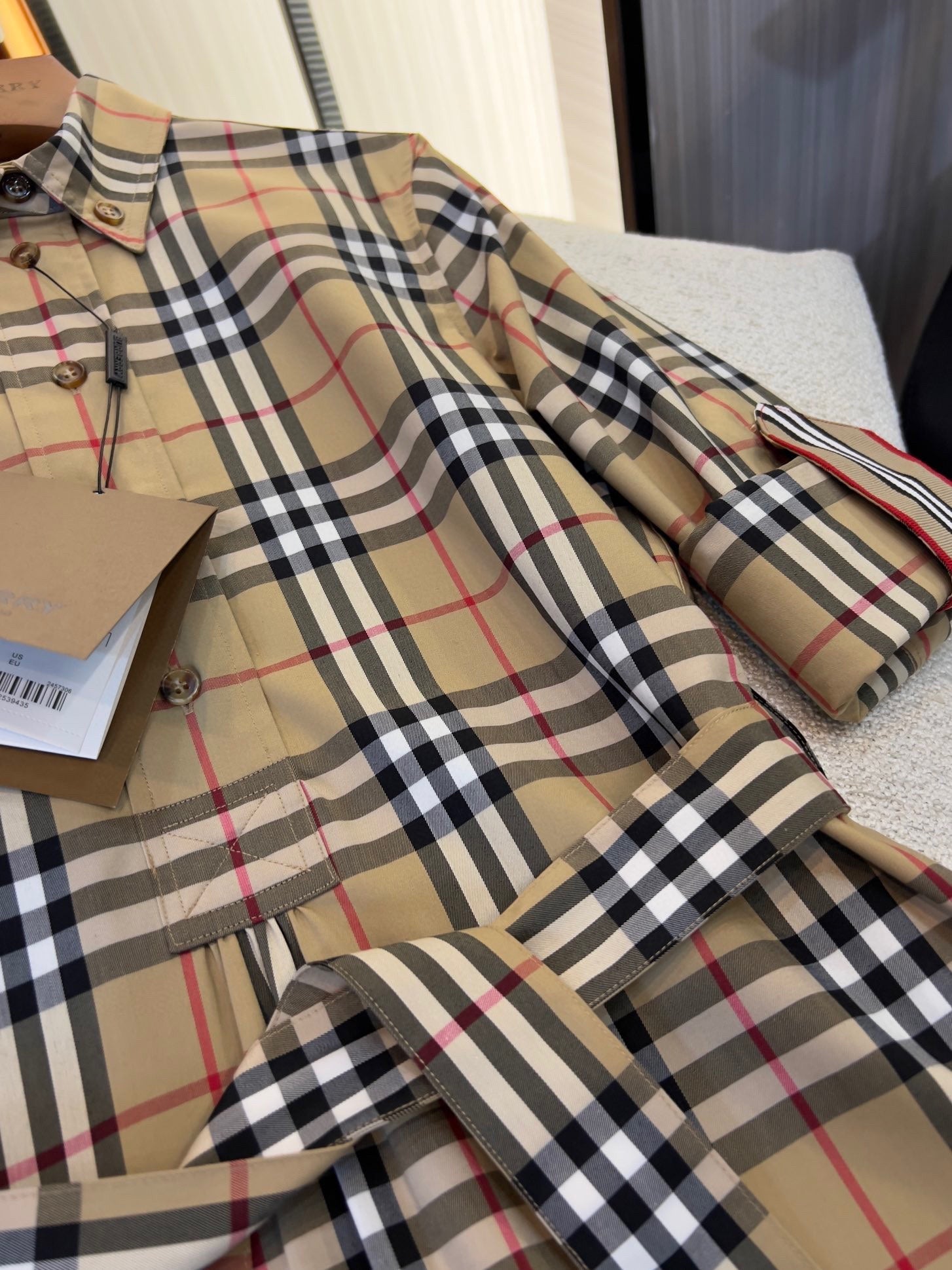 Burberry stretch cotton tie-waist shirt dress