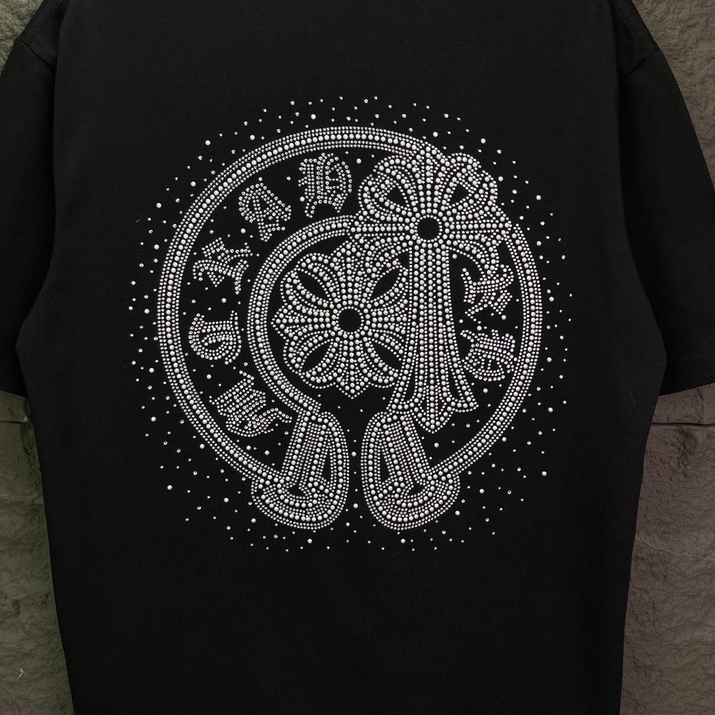Chrome Heart Rhinestone Short-Sleeve T- Shirt