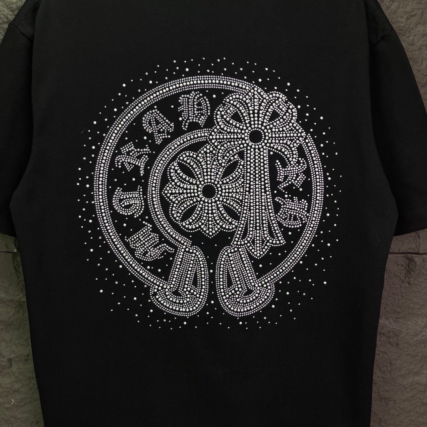 Chrome Heart Rhinestone Short-Sleeve T- Shirt