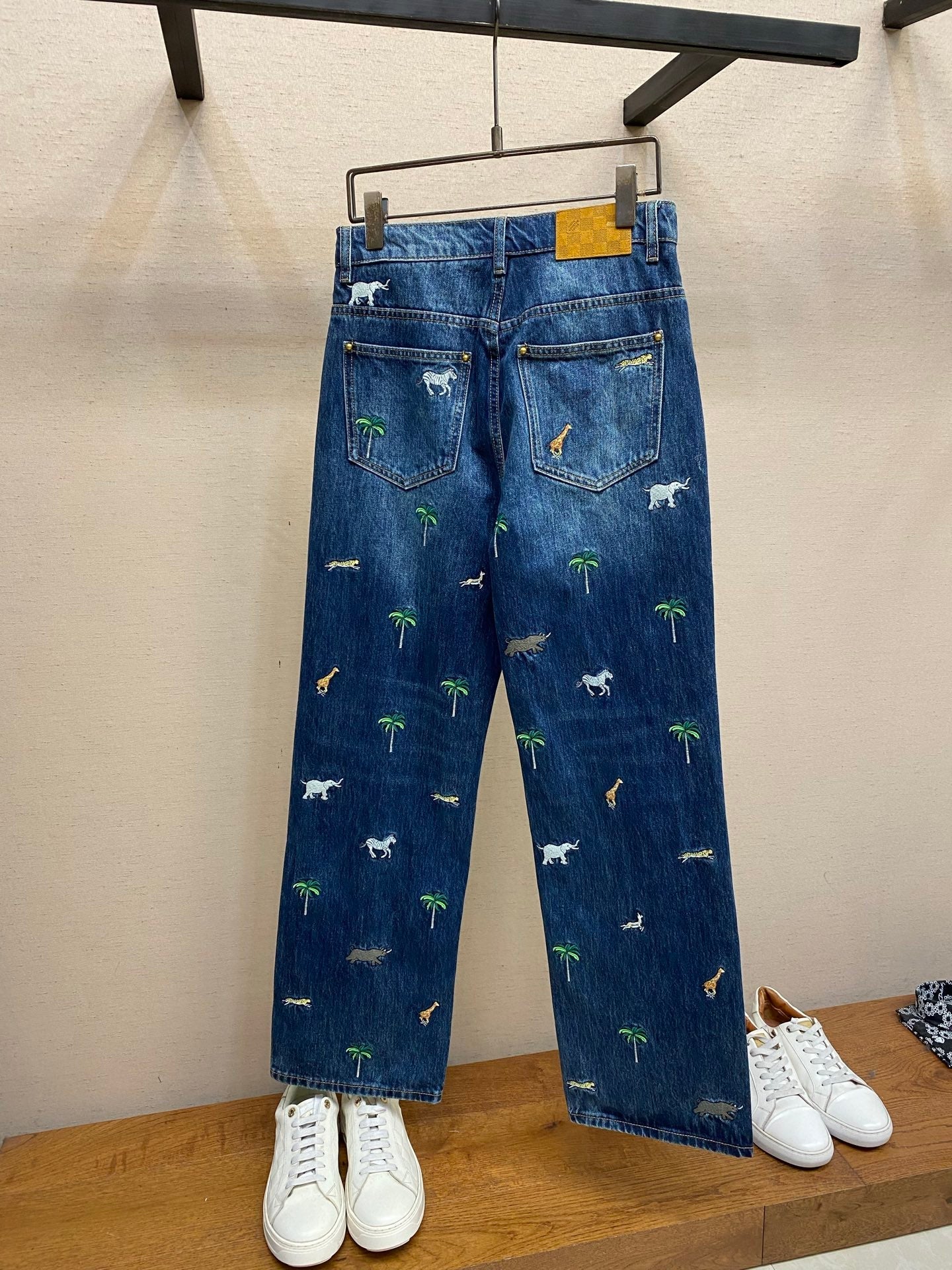 LV Animal Embroidered Denim Jeans