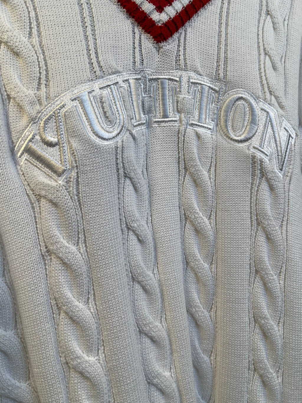 LV Women's Heavy Embroidery V-Neck Knit Sweater