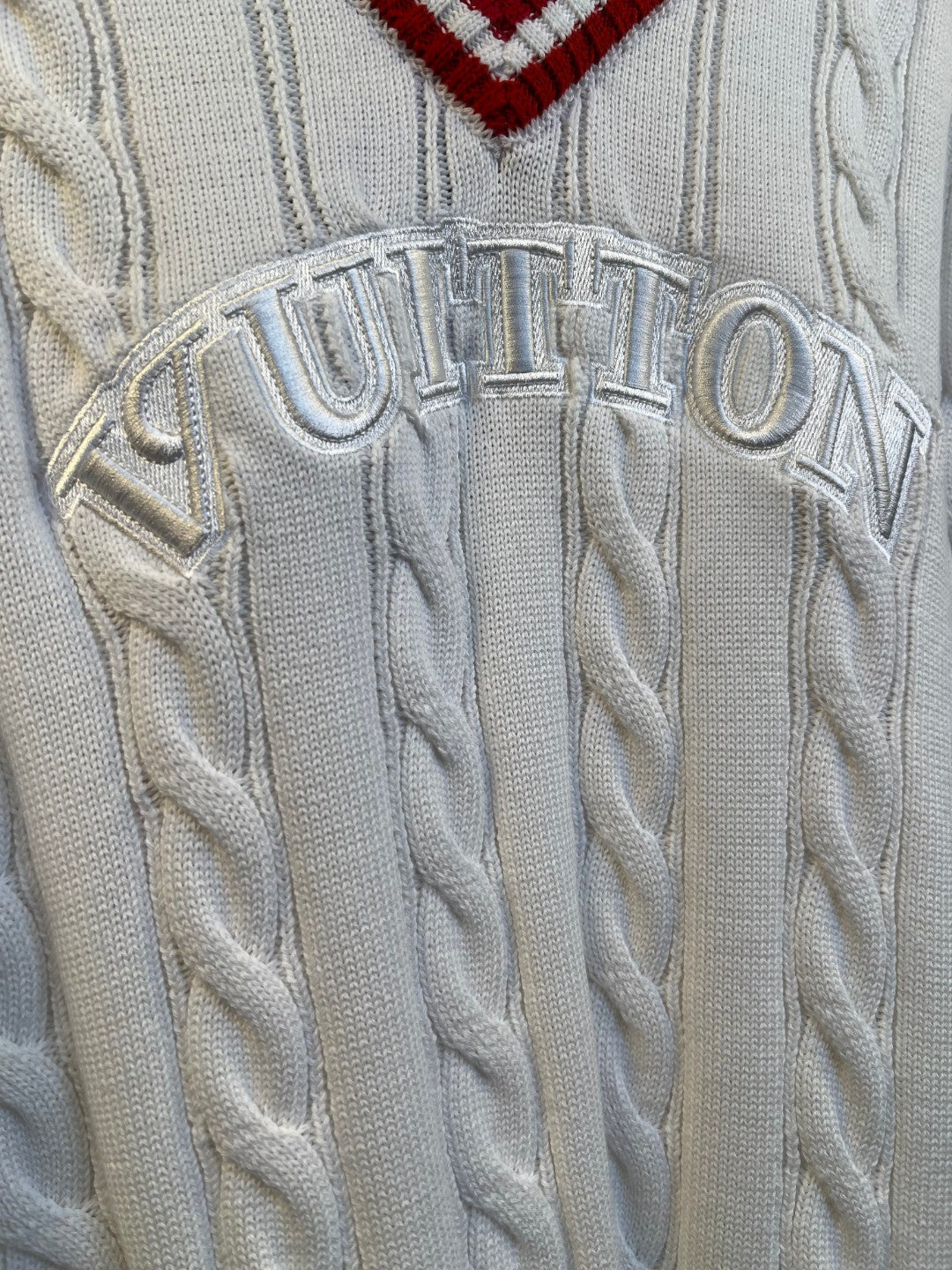 LV Women's Heavy Embroidery V-Neck Knit Sweater