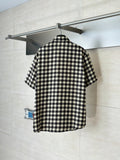 LV Damier Check Leather Label Short Sleeve Shirt