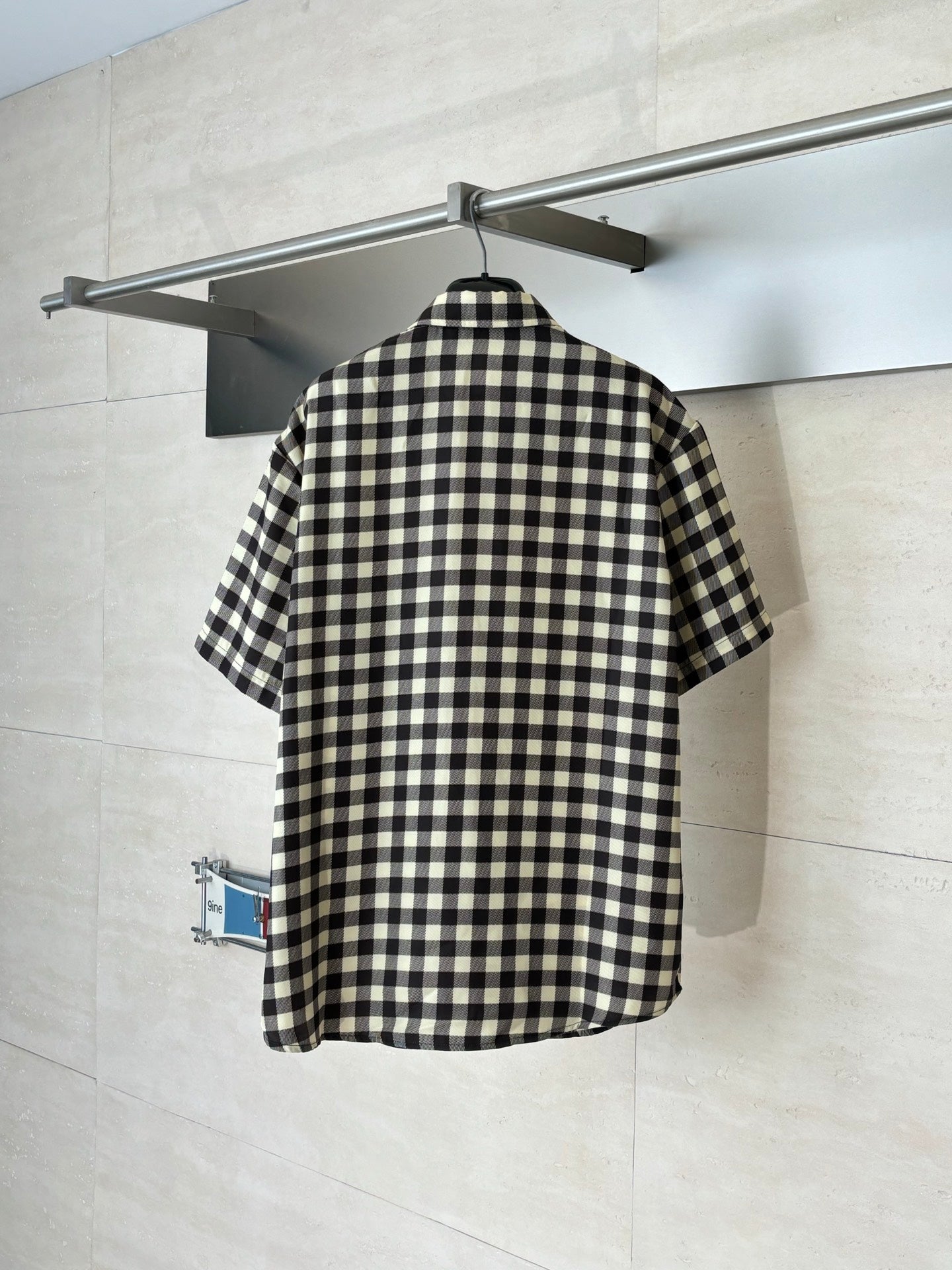 LV Damier Check Leather Label Short Sleeve Shirt