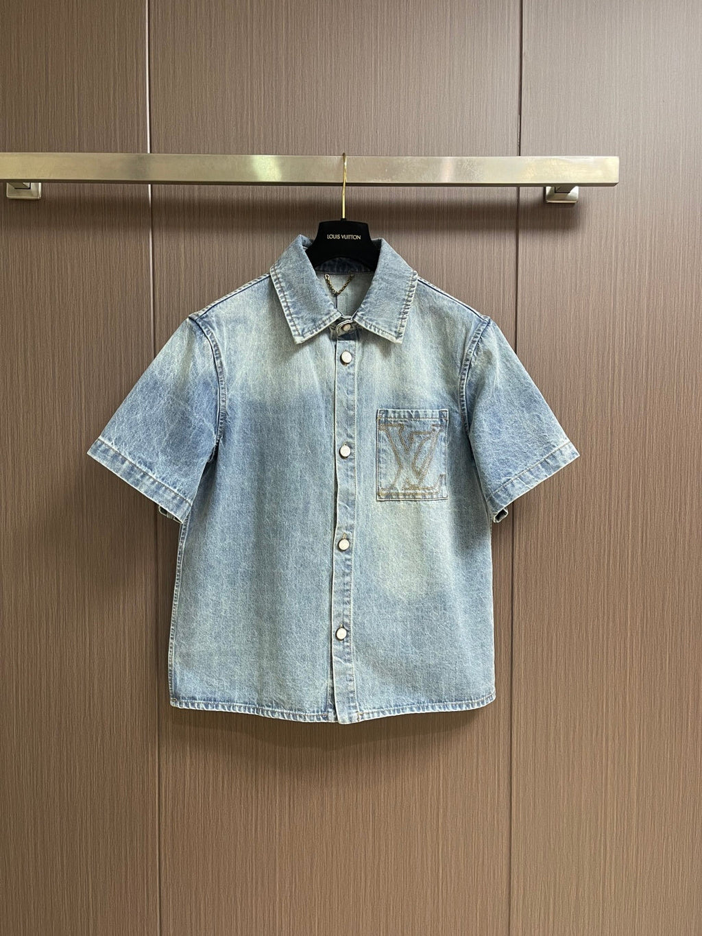 LV Denim Shorts Sleeve Shirt