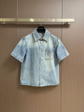 LV Denim Shorts Sleeve Shirt