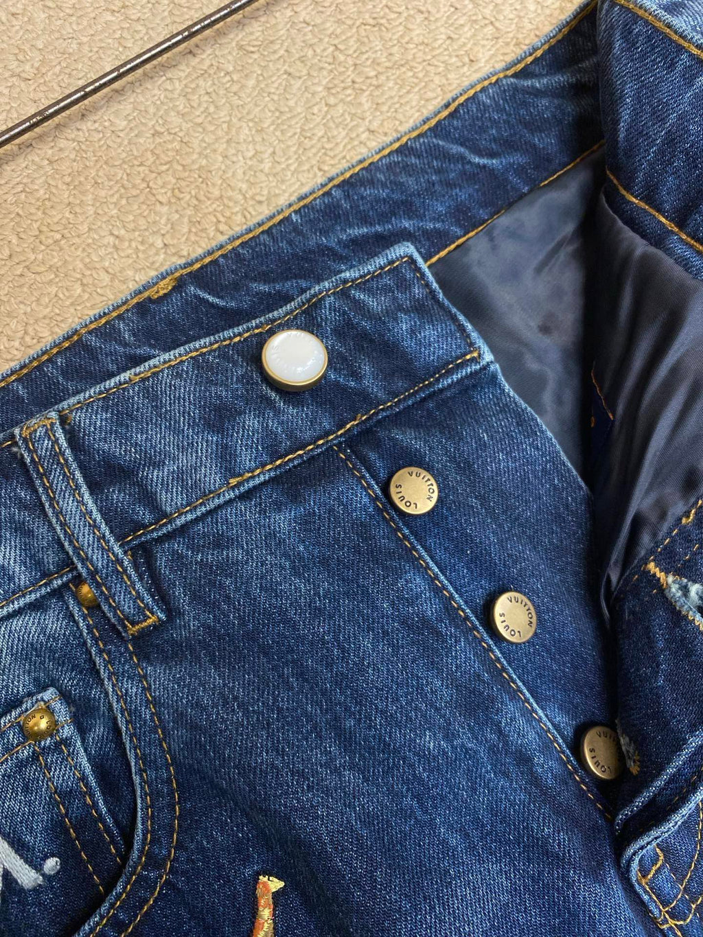 LV Animal Embroidered Denim Jeans
