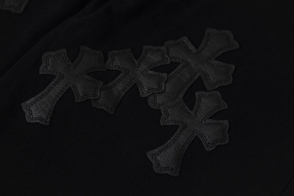 Chrome Heart Cross Pattern Leather Jeans