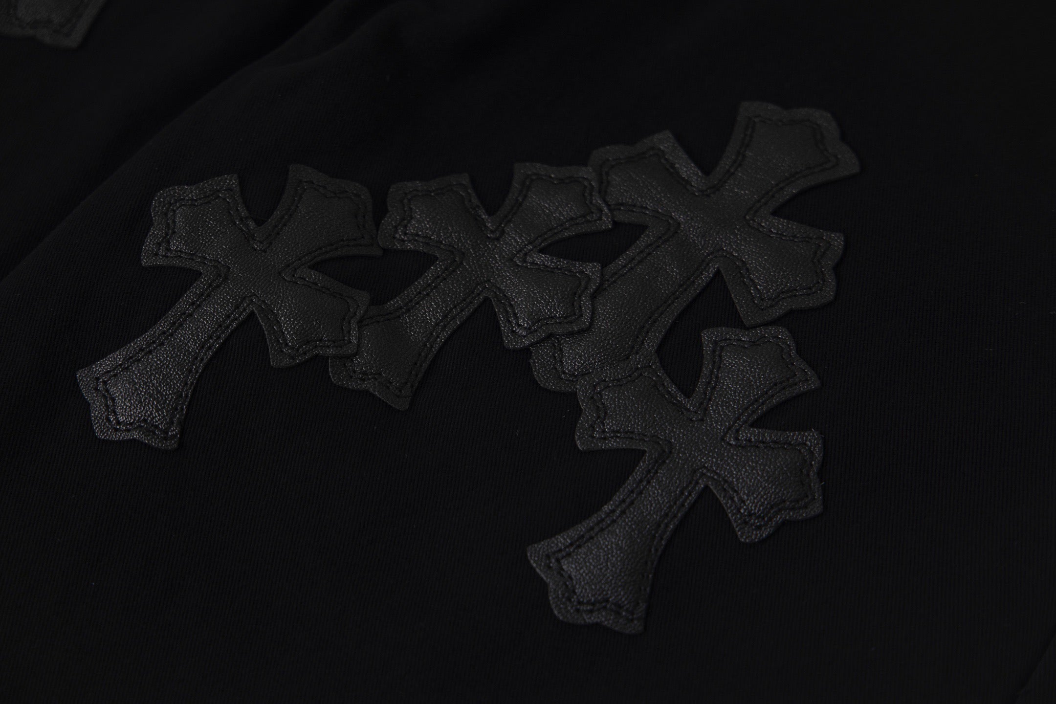 Chrome Heart Cross Pattern Leather Jeans