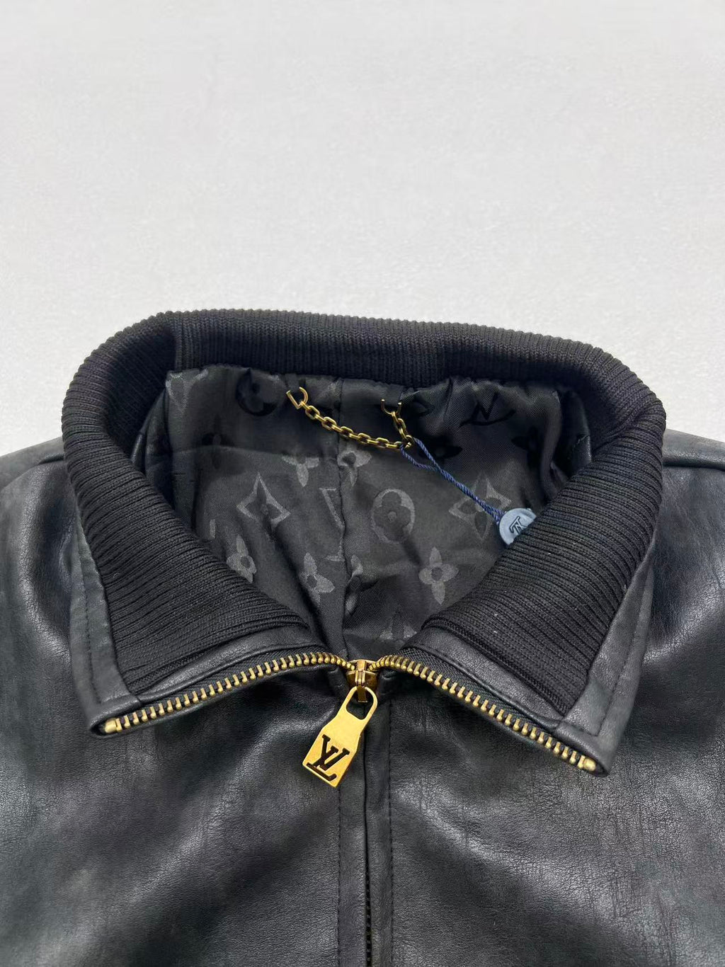 LV Print Washed Leather Jacket
