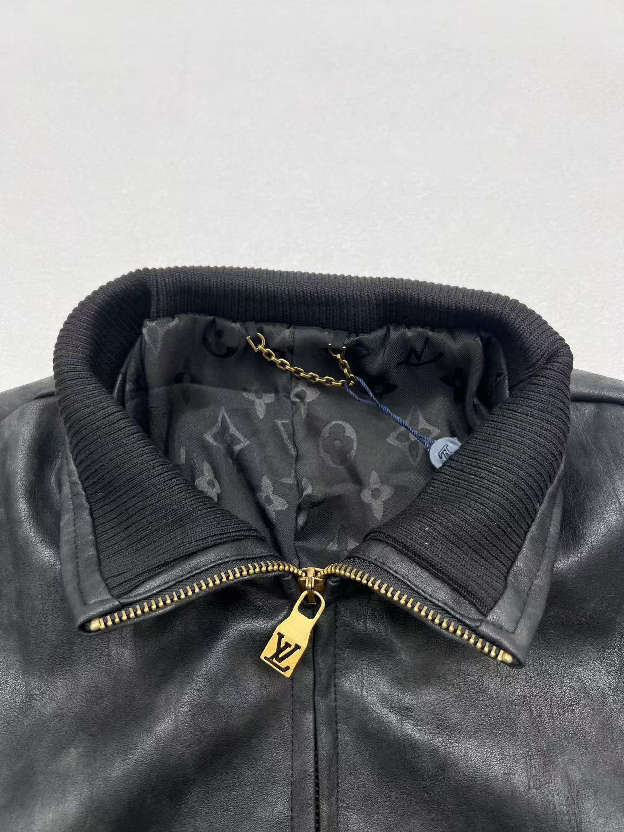 LV Print Washed Leather Jacket