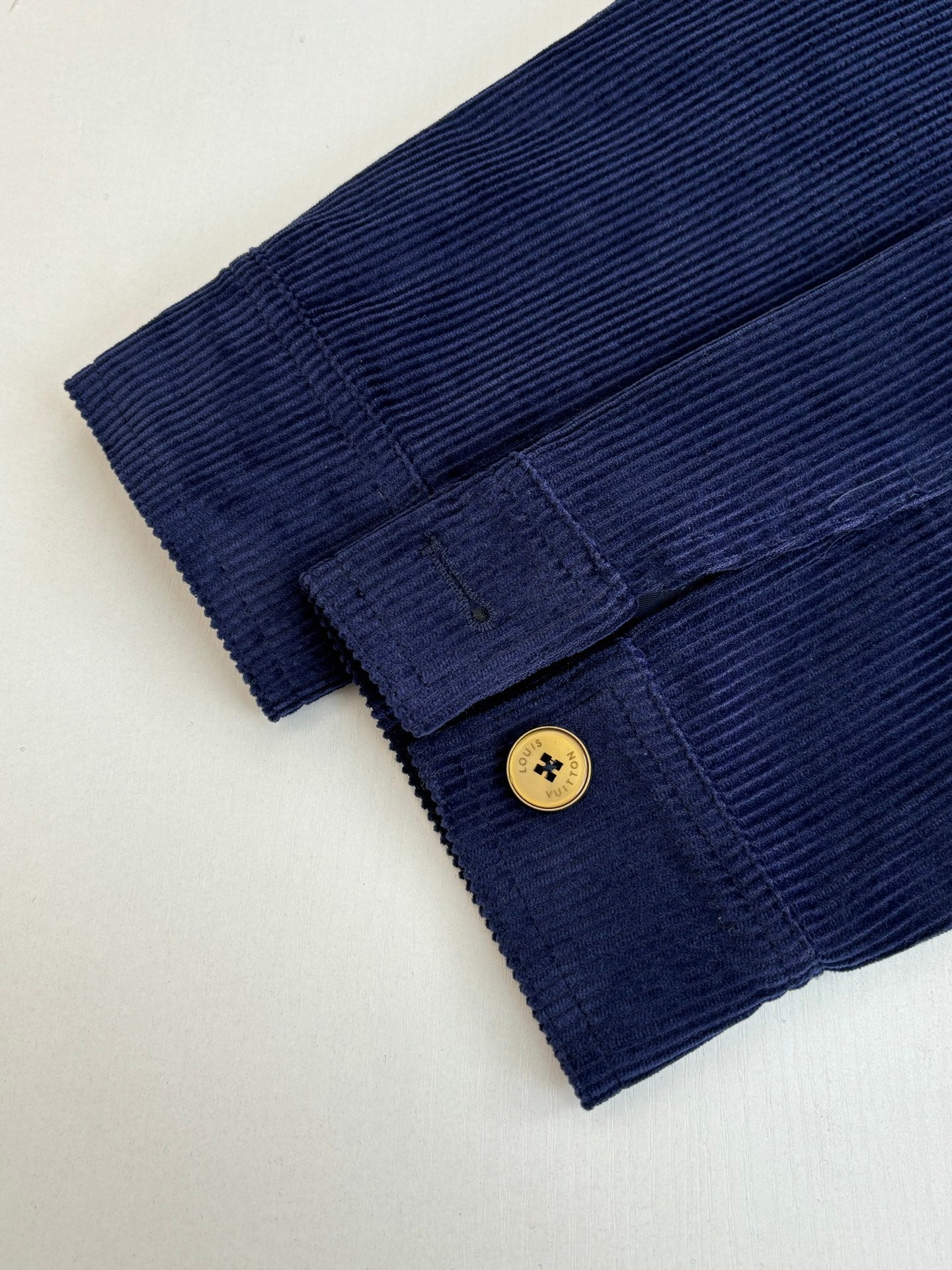 LV-neck corduroy monogram patchwork jacket