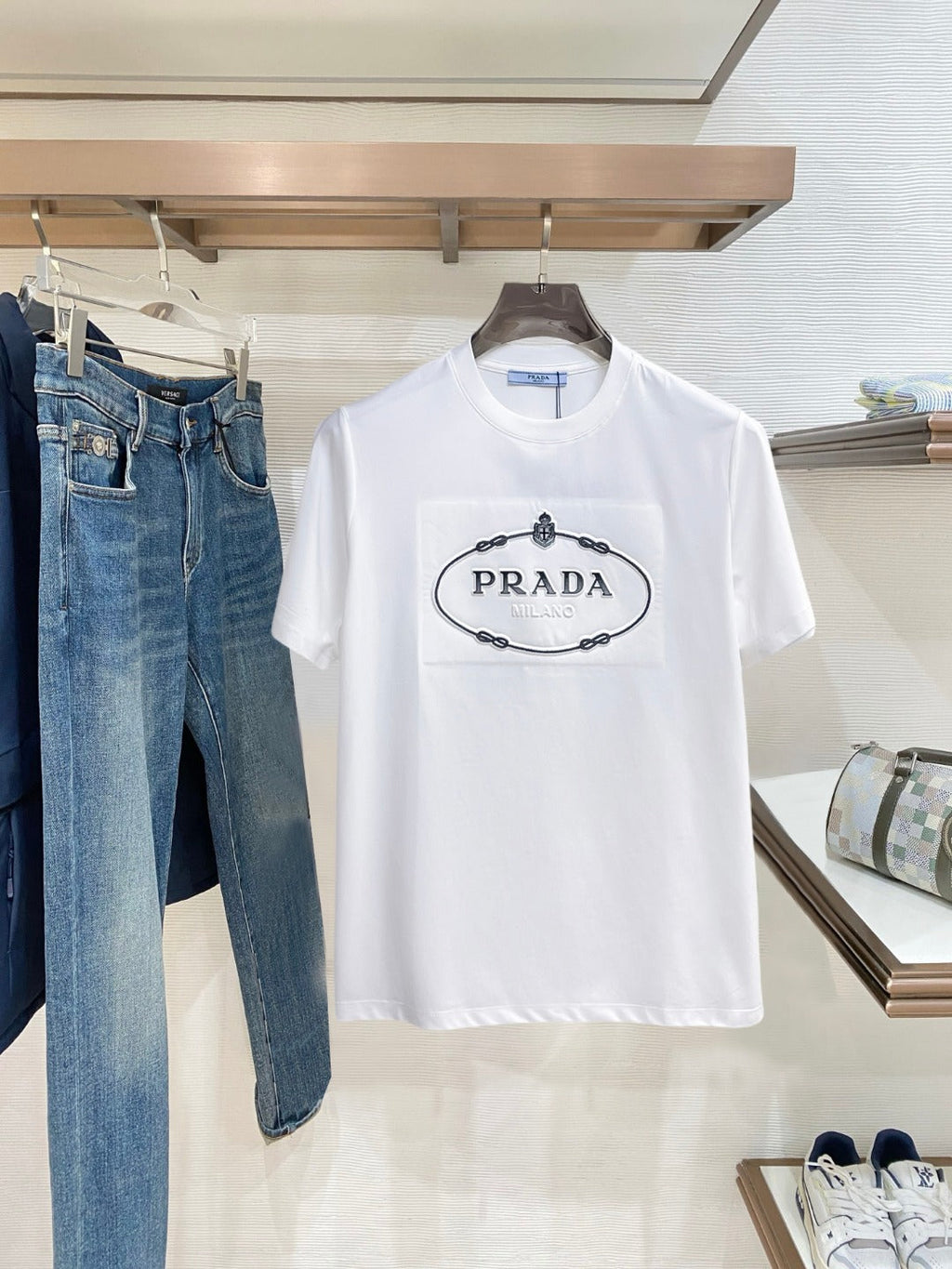 Prada Embossed Letter T-Shirt