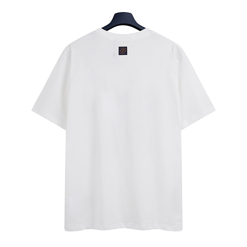 LV Earth flocked Print- Sleeve T-Shirt
