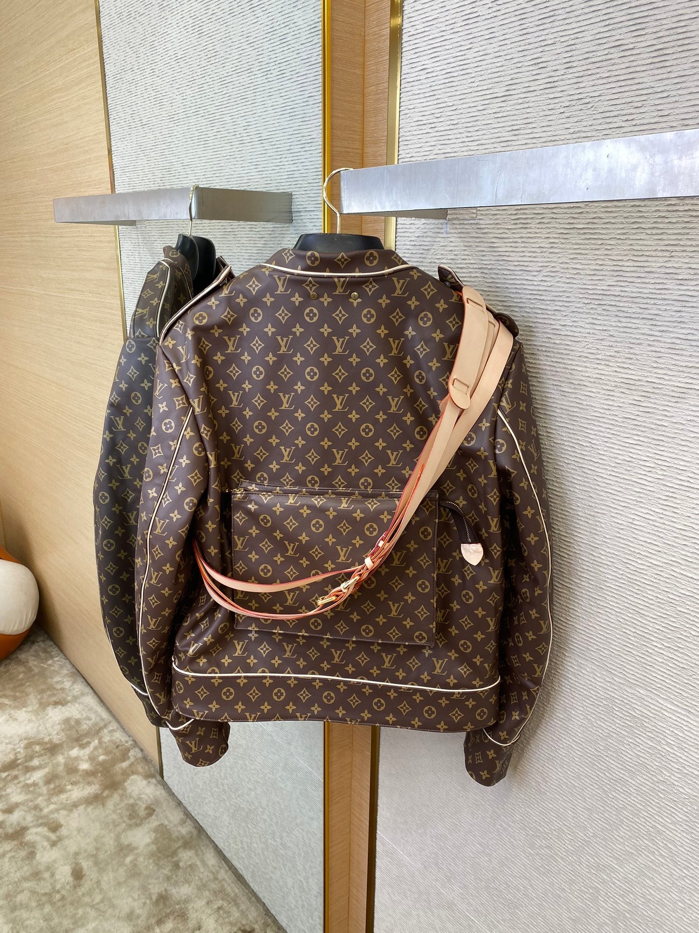 LV detachable Strap Genuine Leather Jacket