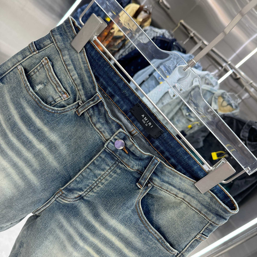 Amiri Embroidered Denim Shorts