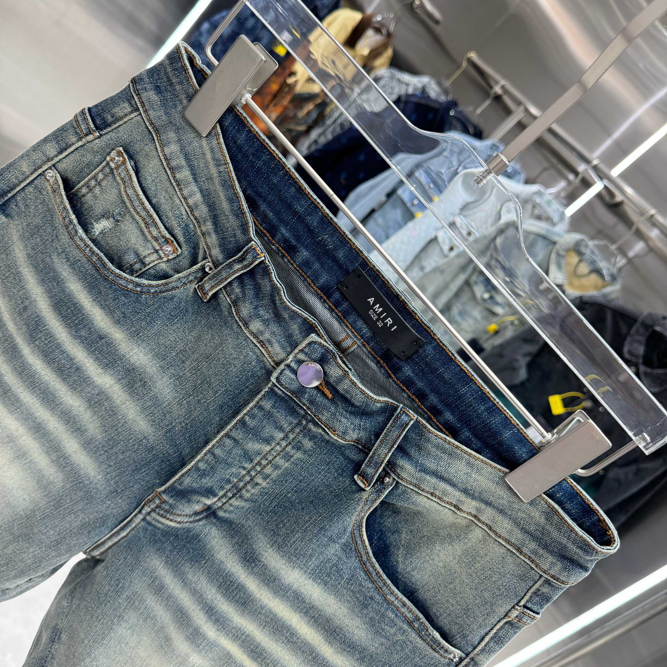 Amiri Embroidered Denim Shorts