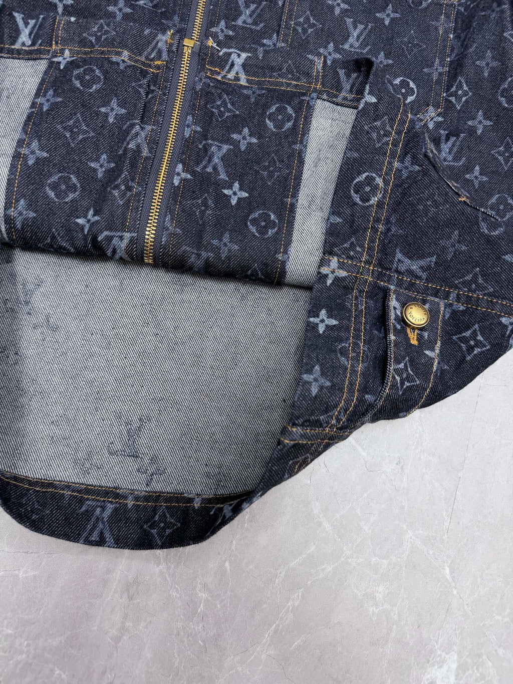 LV Monogram Lapel Zip Up Jacket