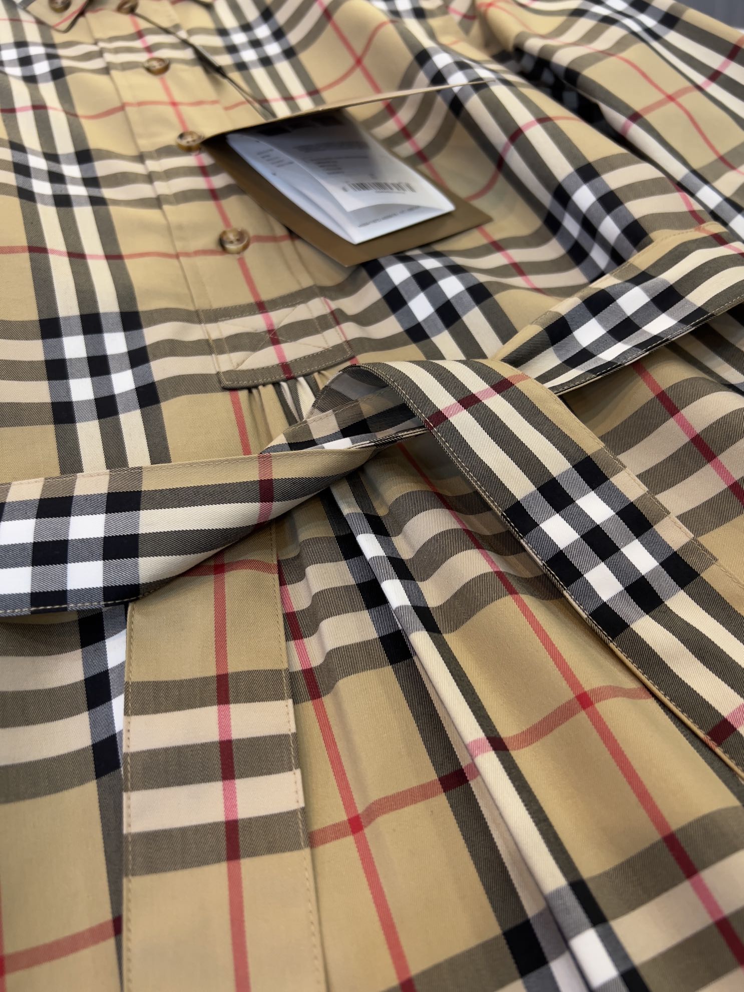 Burberry stretch cotton tie-waist shirt dress