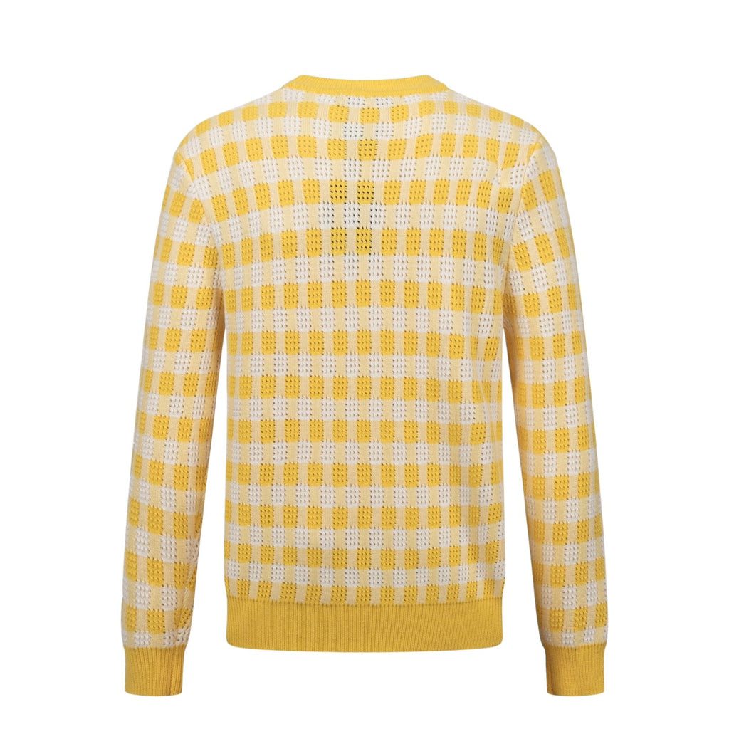 LV Perforated Checkered Tweed Crew Neck Sweater