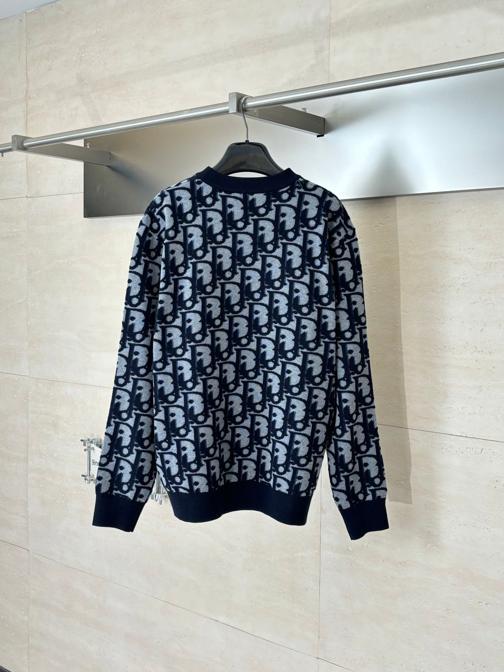Dior Oulibe All-over Jacquard Wool Blend Knit Crew Neck Sweater