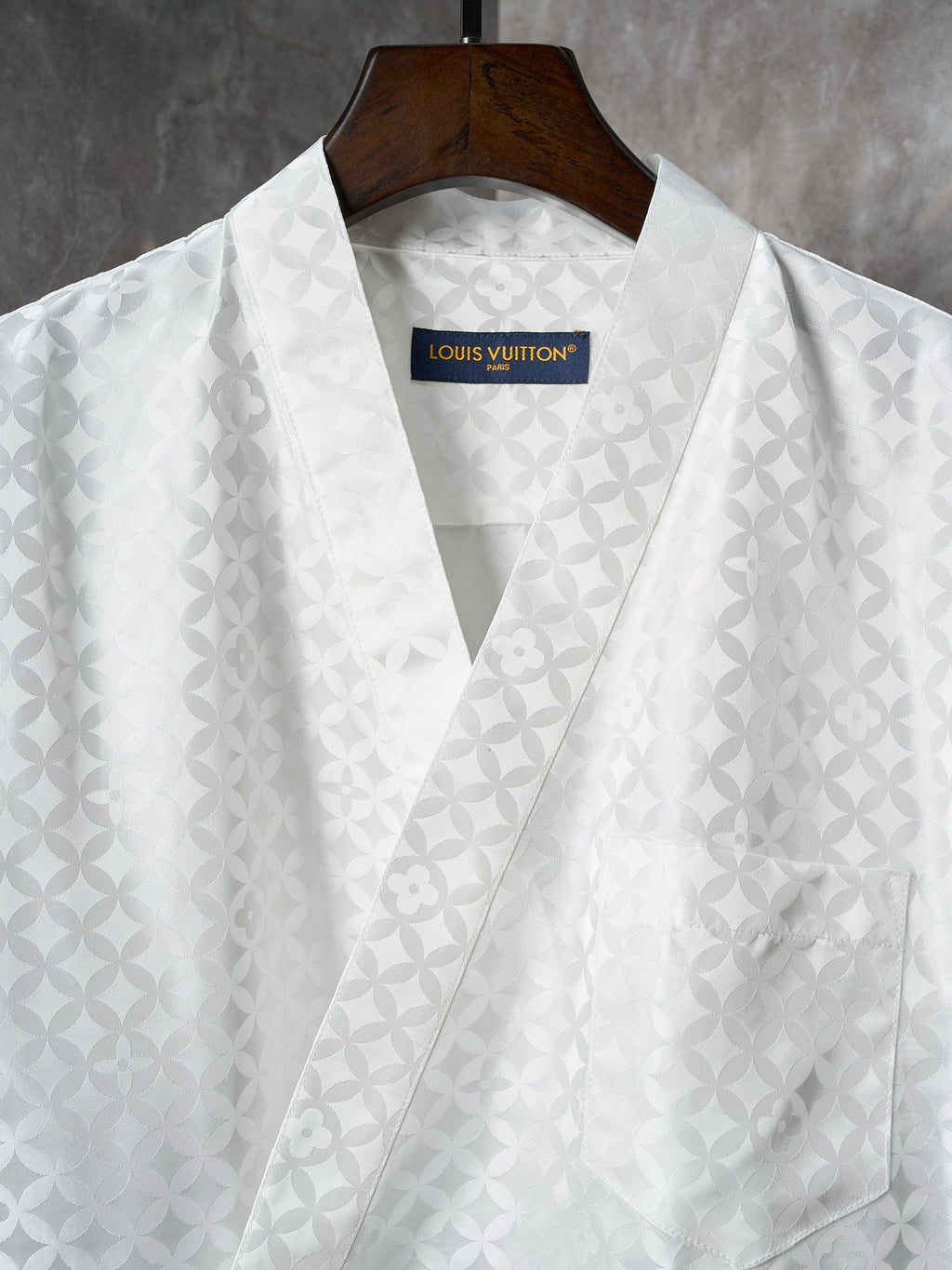 LV Nigo Collaboration Series Four-Leaf Clover Jacquard Kimono-Style Long-Sleeved Shirt