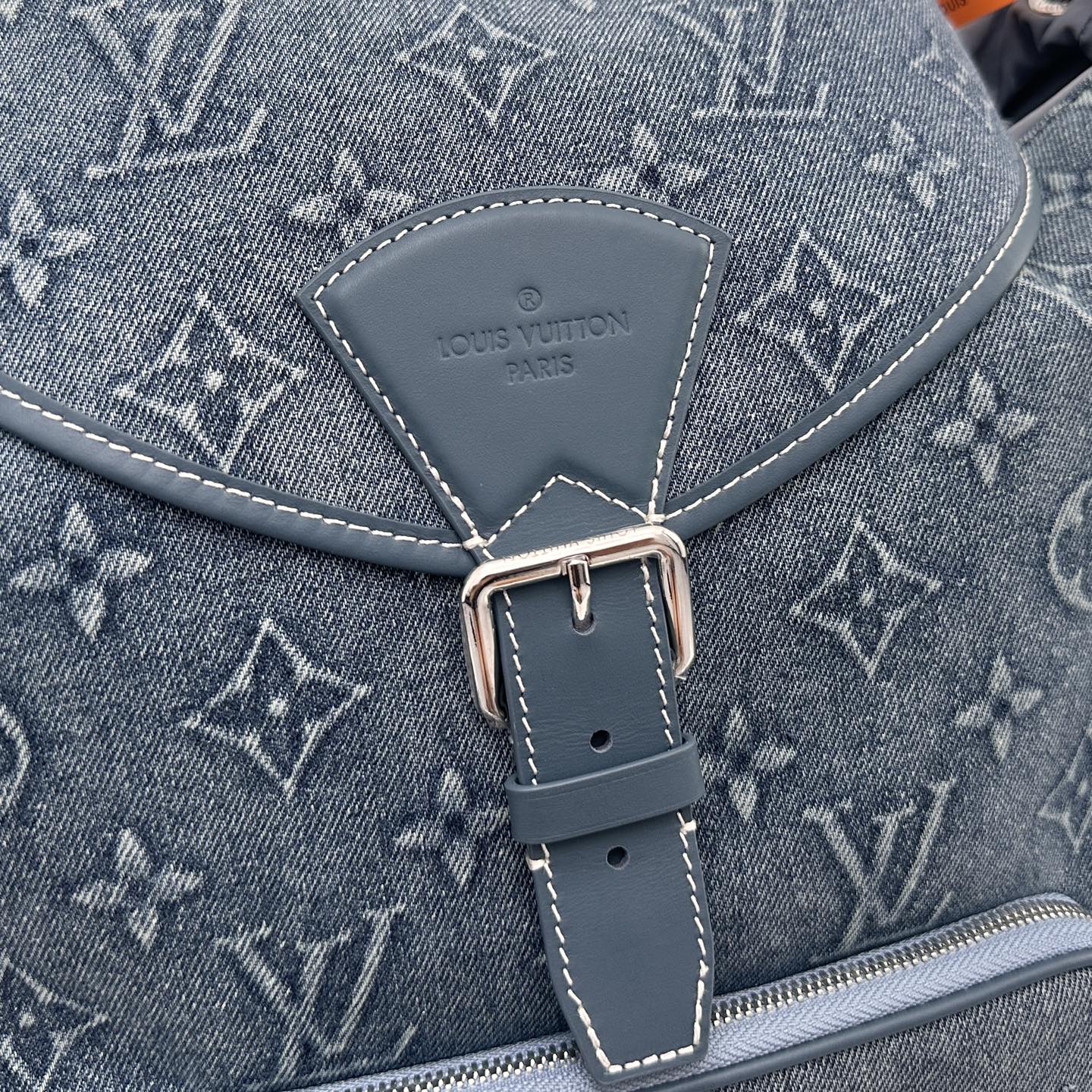 LV Embossed Denim Backpack