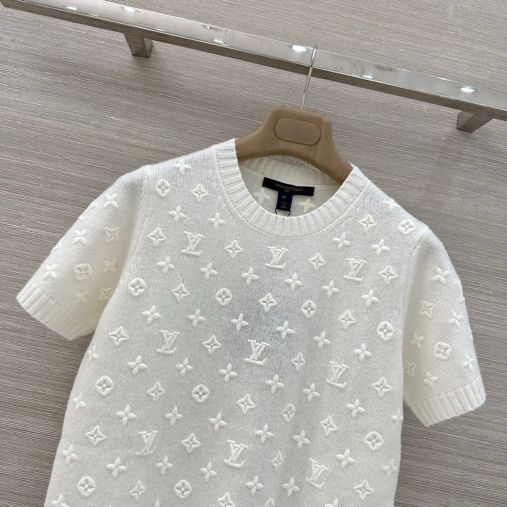 LV 3D MONOGRAM embroidered knit short-sleeved Shirt
