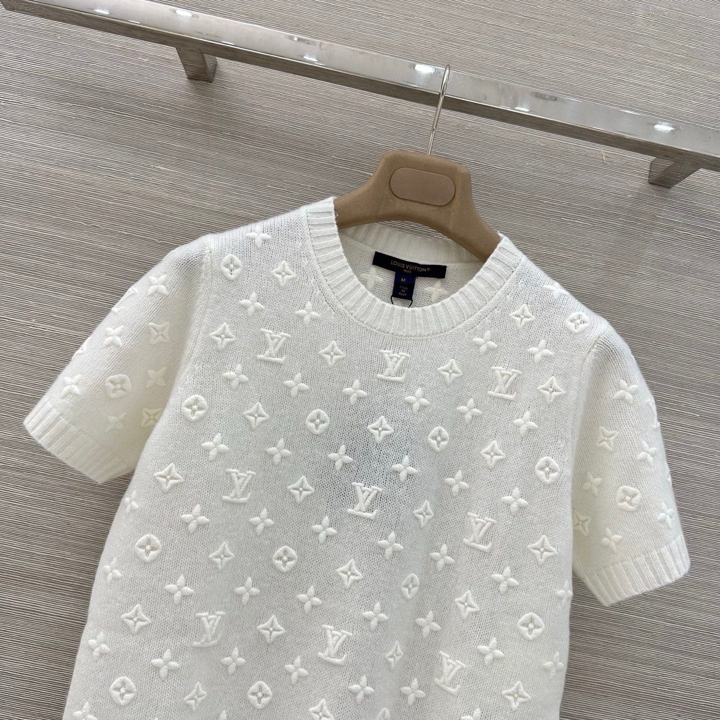LV 3D MONOGRAM embroidered knit short-sleeved Shirt