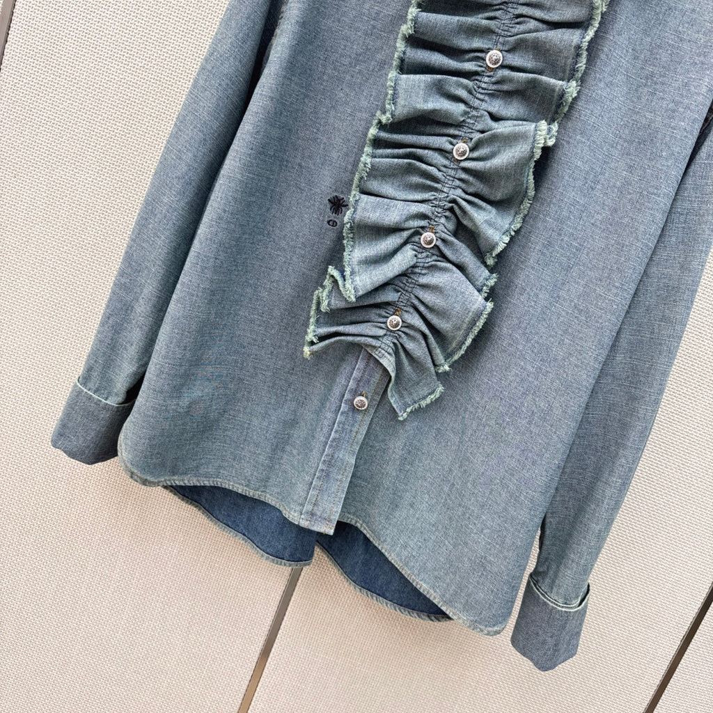 Dior Ruffled Court Denim Shirt